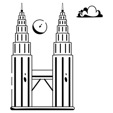 petronas towers icon, simple vector design