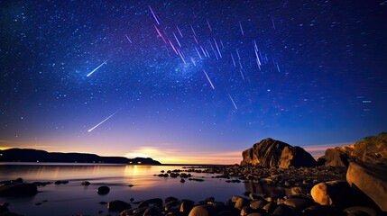 night comet shooting star - obrazy, fototapety, plakaty