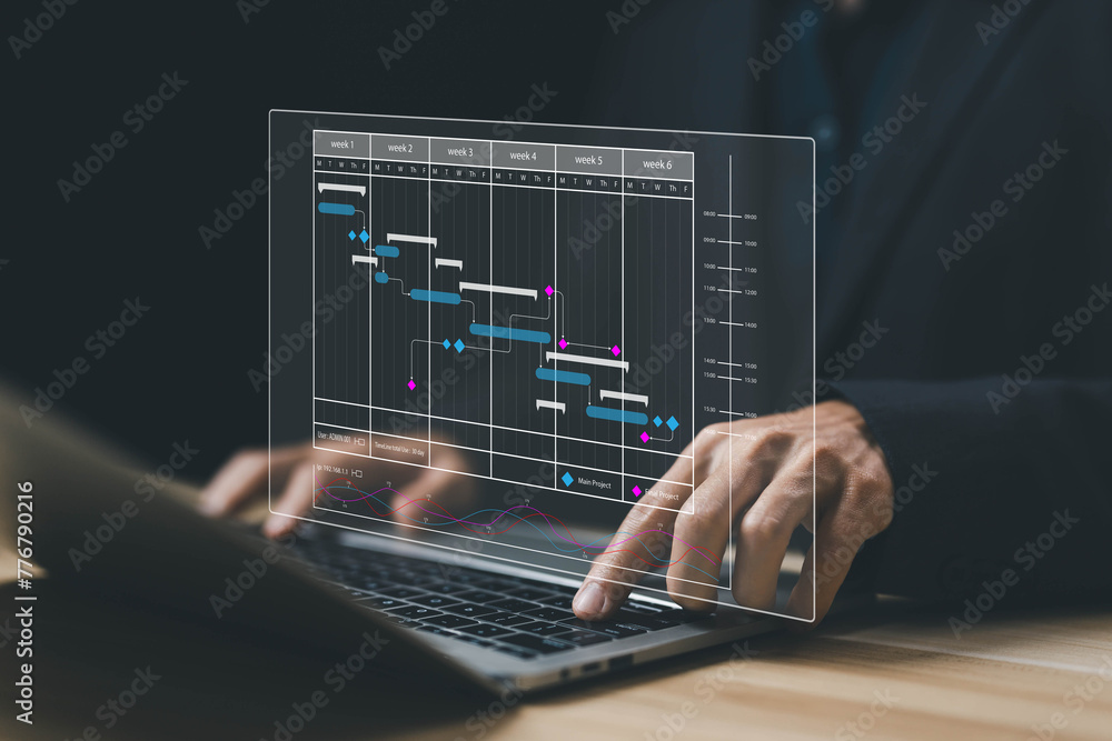 Poster appointment staff of business, project planner in software. schedule plan management work update and