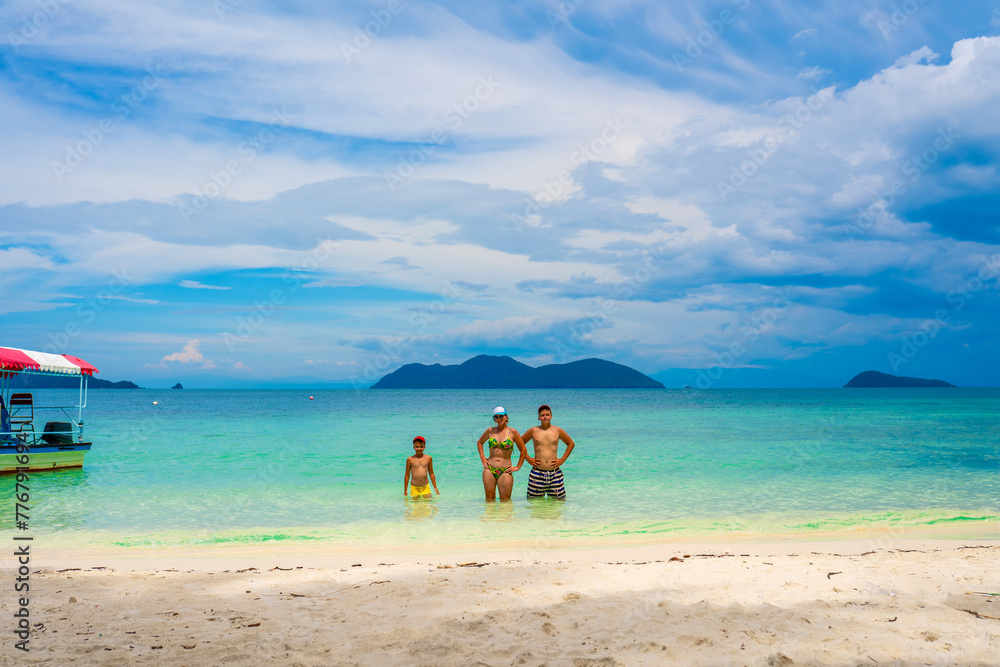 Wall mural vacation people on the tropical beach in trat province, thailand