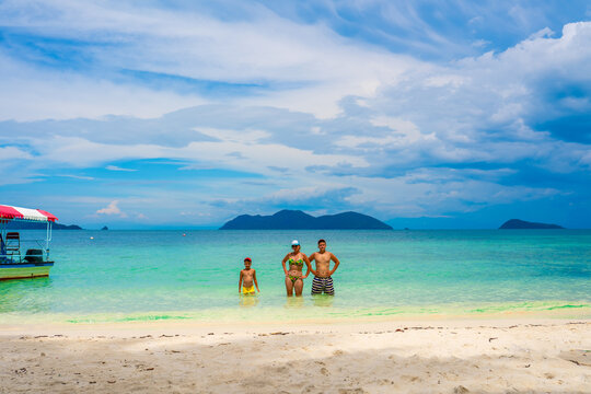 vacation people on the tropical beach in Trat province, Thailand 
