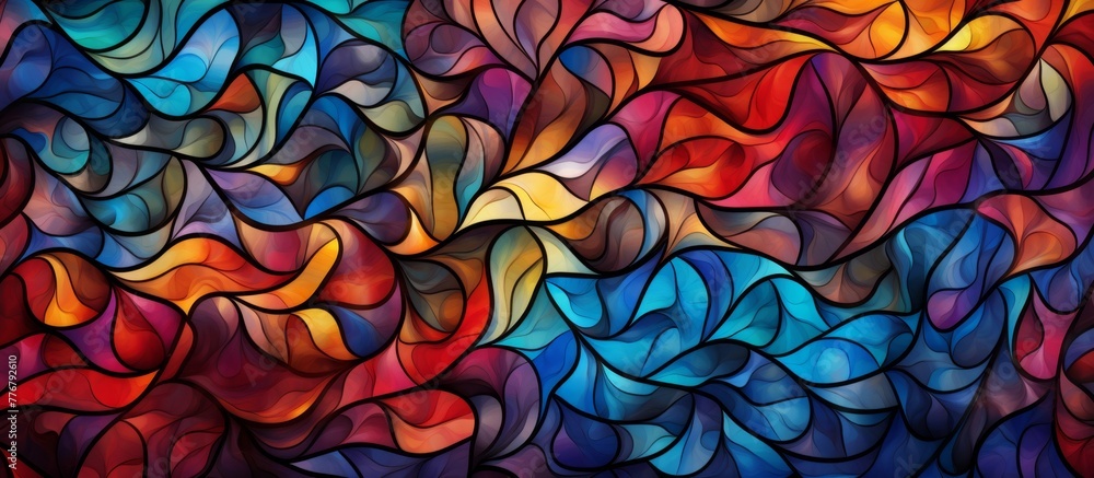 Poster an intricate and vibrant painting featuring a diverse array of wavy patterns in a multitude of color