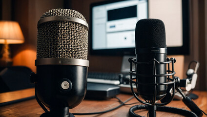 Studio podcast microphone  - obrazy, fototapety, plakaty