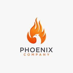 Modern abstract Fire phoenix logo icon vector template on white background