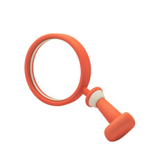 Magnifying glass icon, 3D render clay style, studio short , isolated on transparent background 