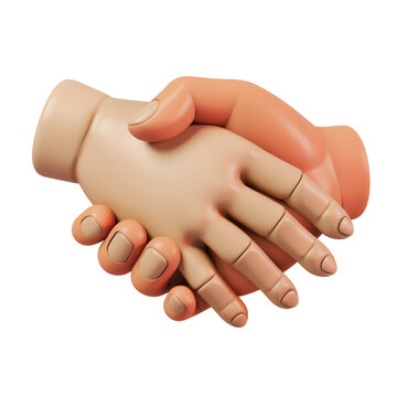 Handshake icon, 3D render clay style, studio short , isolated on transparent background 