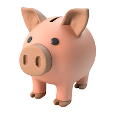 Piggy bank icon, 3D render clay style, studio short , isolated on transparent background 