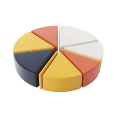 Pie chart icon, 3D render clay style, studio short , isolated on transparent background 