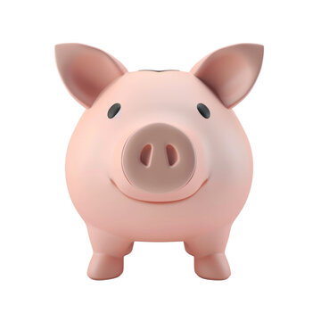 Piggy bank icon, 3D render clay style, studio short , isolated on transparent background 