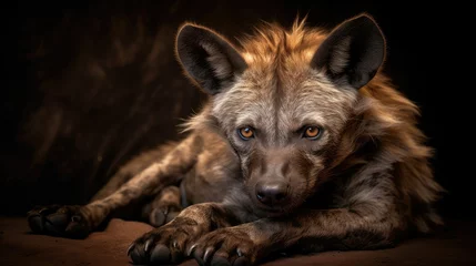 Schilderijen op glas endangered brown hyena © vectorwin