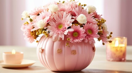 flowers blush pink pumpkin