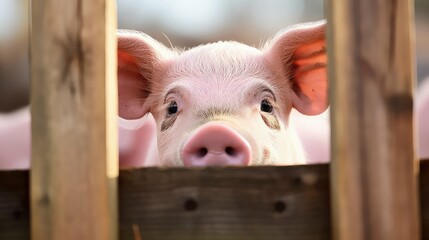 snout pink pig farm - obrazy, fototapety, plakaty