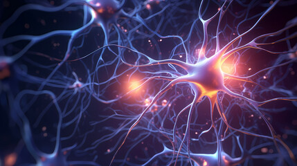 Concept illustration of neuron cells with glowing links