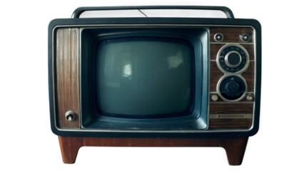 Old TV set isolated on transparent background PNG