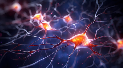 Concept illustration of neuron cells with glowing links