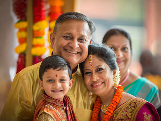 Portrait of a happy indian family.