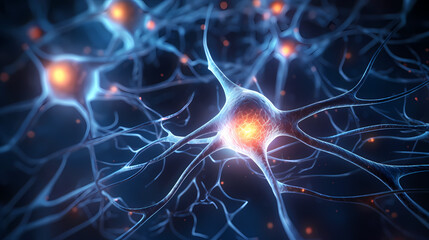 Concept illustration of neuron cells with glowing links