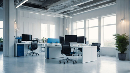 Modern Blue White Open Office 