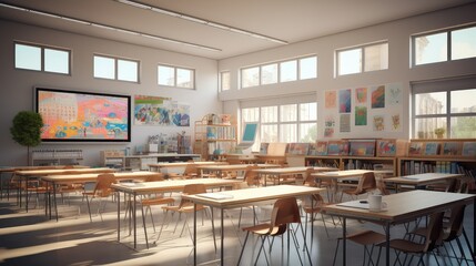 desks school building interior