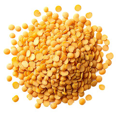A circle of yellow lentils on a transparent background with a large circle of seeds
 - obrazy, fototapety, plakaty