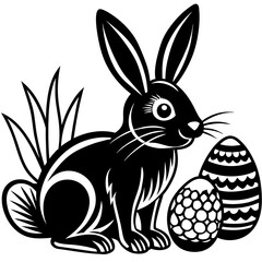 Easter bunny rabbit silhouette graphics vector illustration,Easter line art,Easter Svg Design,Laser Cut File Cricut,paper cut and printing,easter SVG,spring svg,Easter for Kids bundle