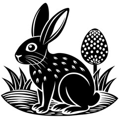 Easter bunny rabbit silhouette graphics vector illustration,Easter line art,Easter Svg Design,Laser Cut File Cricut,paper cut and printing,easter SVG,spring svg,Easter for Kids bundle