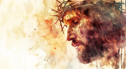 Artistic Depiction of Jesus Christ with Crown of Thorns