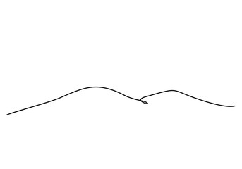 One continuous line drawing of mountain range landscape. Web banner with mounts in simple linear style. Adventure winter sports concept isolated on white background. Doodle vector illustration