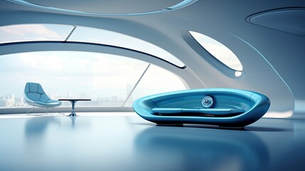 blue interior space ship