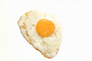 Fried Egg Isolated on White Background with Yolk, Breakfast Meal