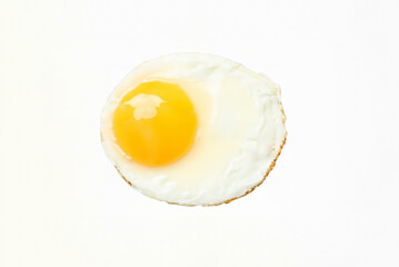 Fried Egg Isolated on White Background with Yolk, Breakfast Meal