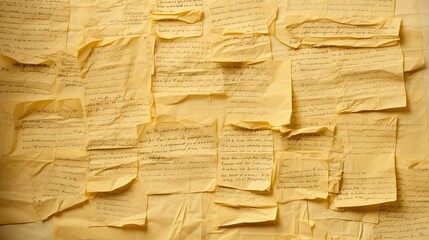 handwriting yellow notebook paper - obrazy, fototapety, plakaty
