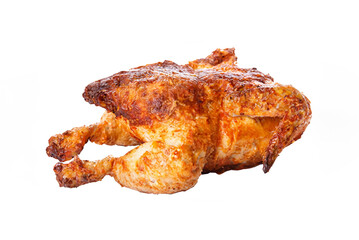 The image displays a succulent grilled and roasted chicken. The chicken is golden-brown, juicy, and tantalizingly seasoned, promising a flavorful dining experience