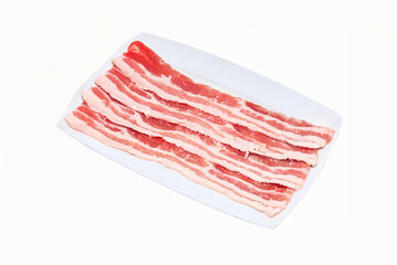 Fresh bacon isolated on white background