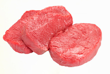 Fresh raw beef steak on white background