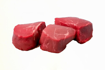 Fresh raw beef steak on white background