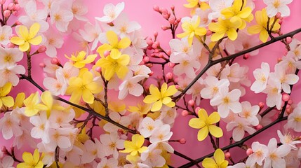 cherry pink and yellow flowers