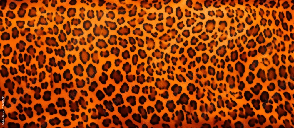 Poster close up view of a luxurious leopard print fabric with intricate patterns, set against a sleek black