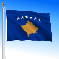 Kosovo official national waving flag, European country, vector illustration
