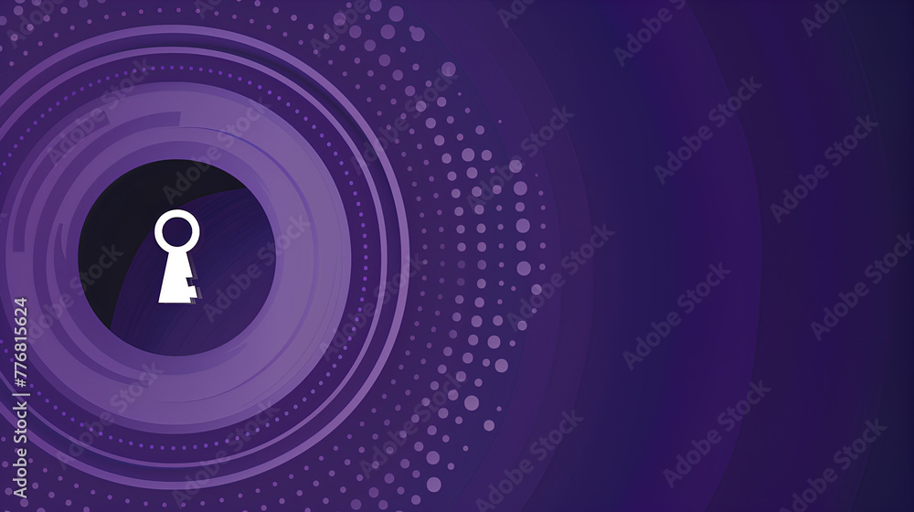 Poster a purple background with a keyhole in the center. the keyhole is surrounded by a circle of dots