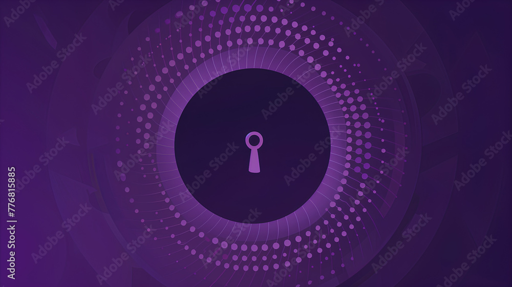 Poster a purple background with a keyhole in the center. the keyhole is surrounded by a circle of dots