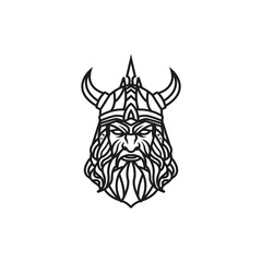 Nordic head esport logo design with line art style illustration