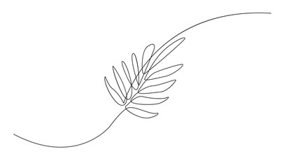 leaf of plant one line drawing. Vector illustration in continuous line style.