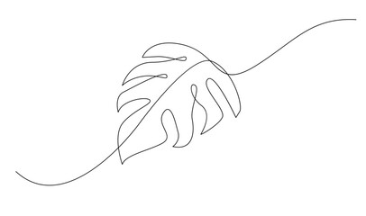 leaf of plant one line drawing. Vector illustration in continuous line style.