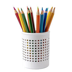 white holder for pencils isolated on transparent background.