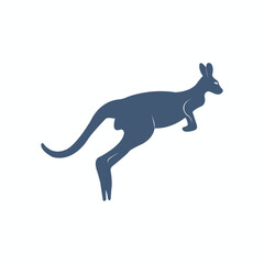 Vector symbol of jumping kangaroo isolated white background.