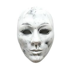 white theatrical mask isolated on transparent background.