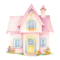 Minimal mini pastel drawing house clipart 