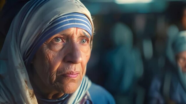 A poor elderly Indian woman Mother Teresa's Mercy and Charitable Mission Emphasize the difference between hardship and pity.	