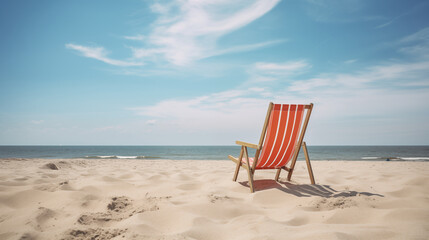 Beach chair on sandy summer time, Vacation concept